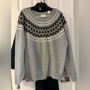 Weatherproof Gray and Black soft Patterned Women's Sweater XXL